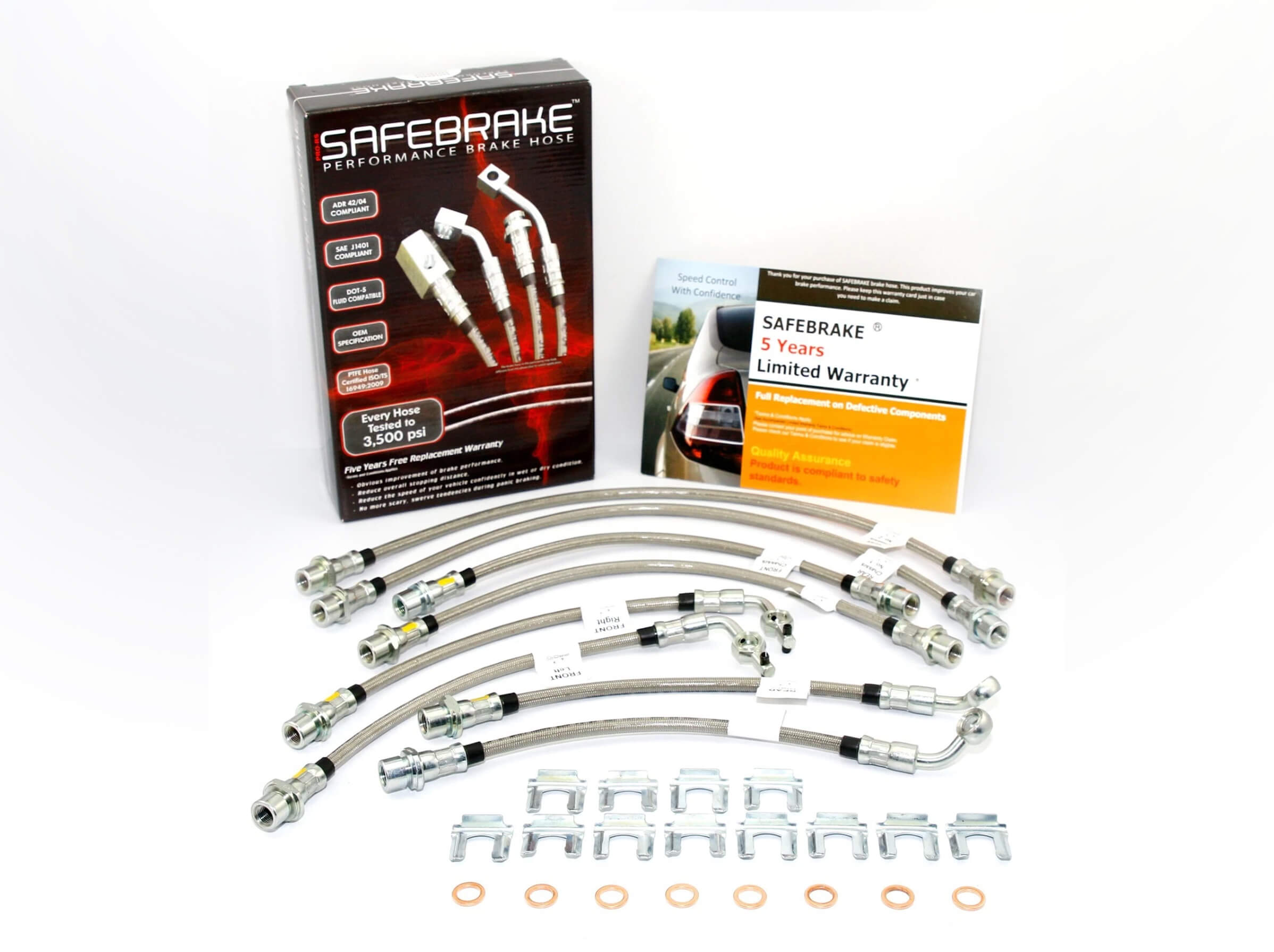 SAFEBRAKE Braided Brake Hoses - LandCruiser VDJ76/78/79R SUV/Ute (VSC + ABS, 2-4 Inch Lift) 2007-2024